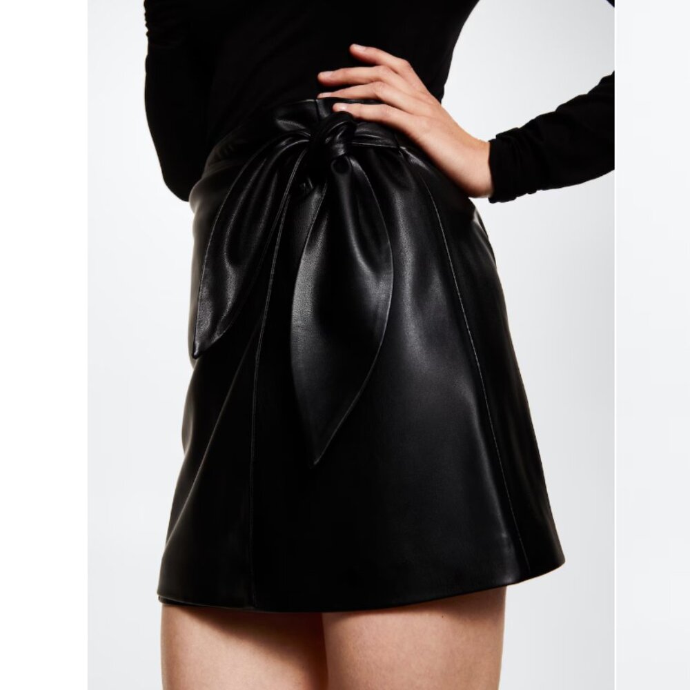 Mango faux leather wrap skirt, size M